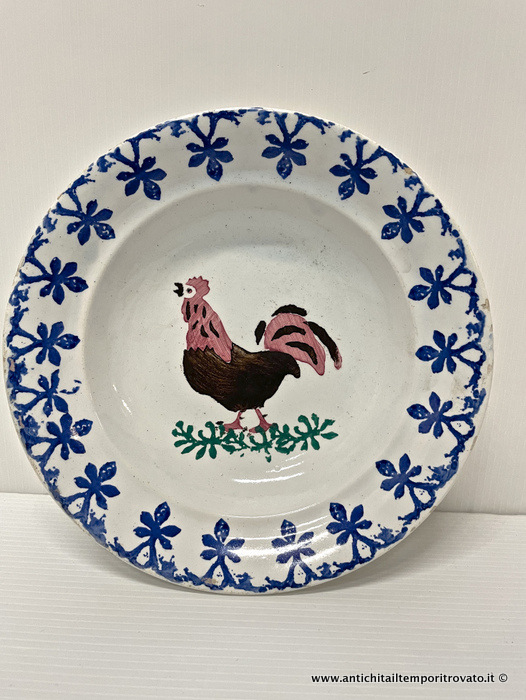Piatto In Ceramica Piano: Con Gallo
