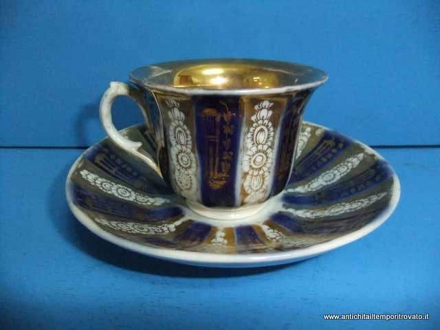 Antichità il tempo ritrovato - Antiquariato e restauro - Oggettistica  d`epoca-Tazze da collezione-Antica tazza da collezione con decoro turchese Tazza  inglese Bishop e Stonier